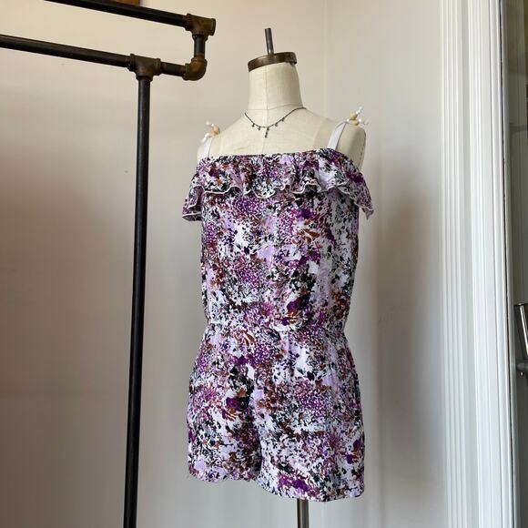 Y2K floral ruffle beachy romper - Picture 1 of 8
